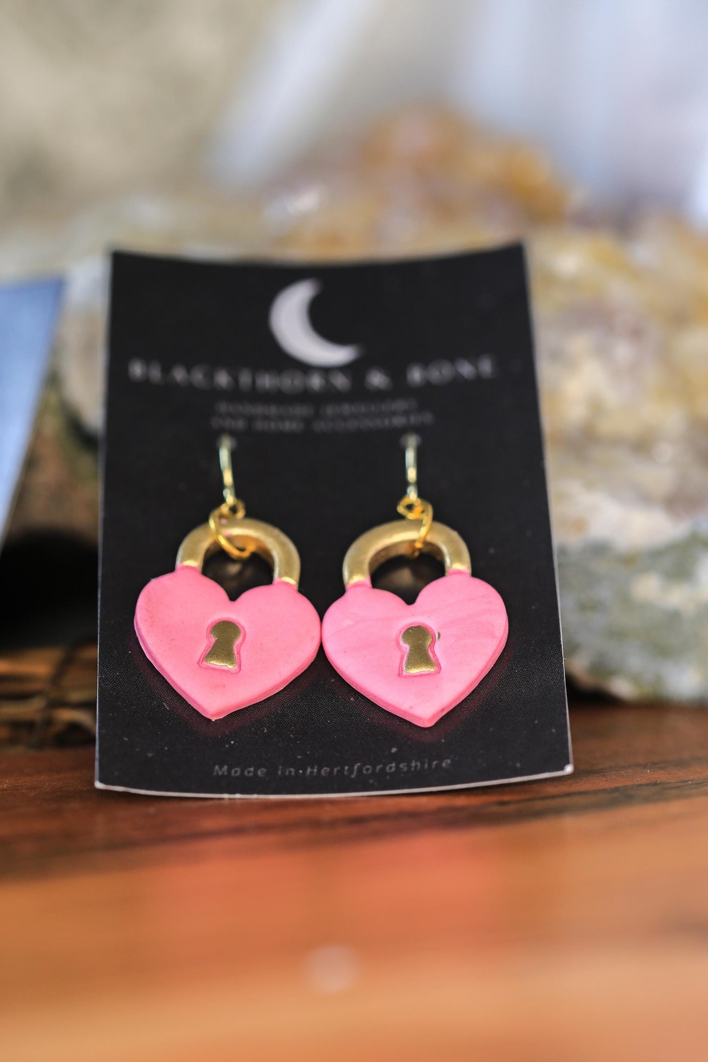 Handmade Heart Padlock Polymer Clay Earrings