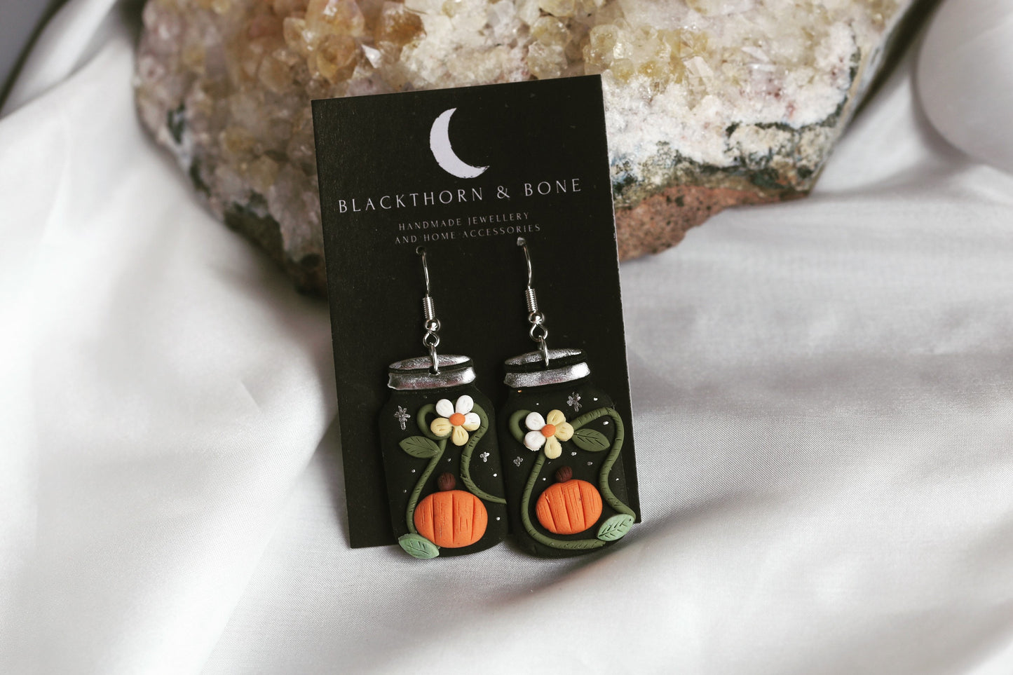Handmade Pumpkin Mason Jar Earrings