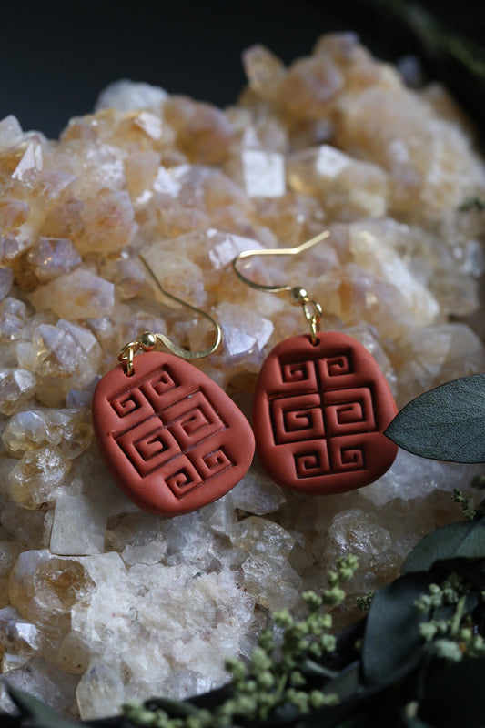 Ancient Labyrinth Clay Earrings